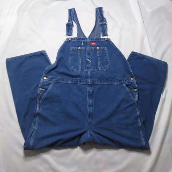 DICKIES mens OVERALLS denim JEAN work pant BLUE big & tall SIZE 48X30 - Picture 1 of 13